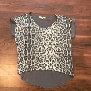 Ya Los Angeles , Hi-Low Sequin Top with Sheer Back.  Size L